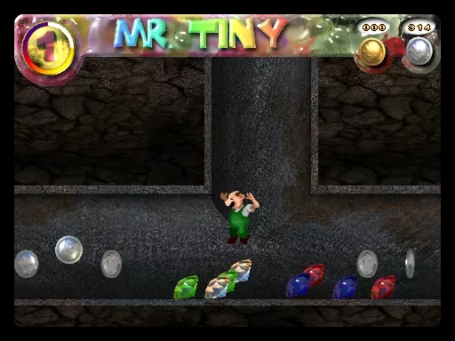 Mr. Tiny Adventures Windows Again, collect as many coins and diamonds, you&#x27;ll need it to bet and gain lives.