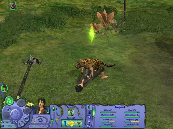 The Sims: Castaway Stories Windows Wrestling with a leopard.