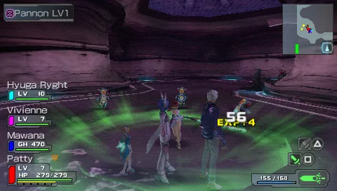 Phantasy Star Portable PSP My character does a whirlwind attack.