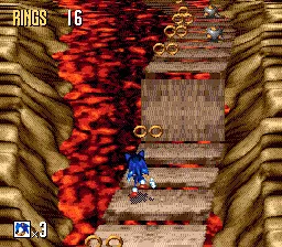 Sonic 3D Blast Genesis bonus stage: collect rings, avoid spikes