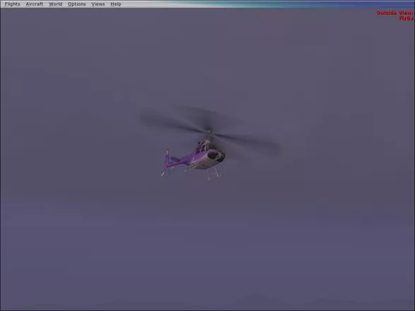 Microsoft Flight Simulator X Windows Bell 206B JetRanger under a dark sky
