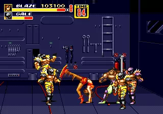 Streets of Rage 2 Genesis Stage 2: Inside the truck Blaze uses her special attack; an acrobatic backflip