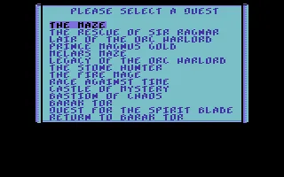 HeroQuest Commodore 64 Select A Quest