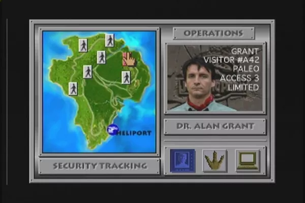 Jurassic Park Interactive 3DO Each turn, the map screen allows you to choose which visitor you want to move closer to safety.