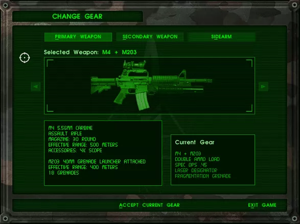 Delta Force Windows Weapon selection screen