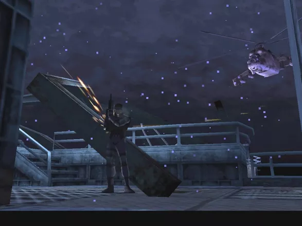 Metal Gear Solid Windows Solid Snake gets harassed by Liquid Snake&#x27;s Hind-D attack helicopter