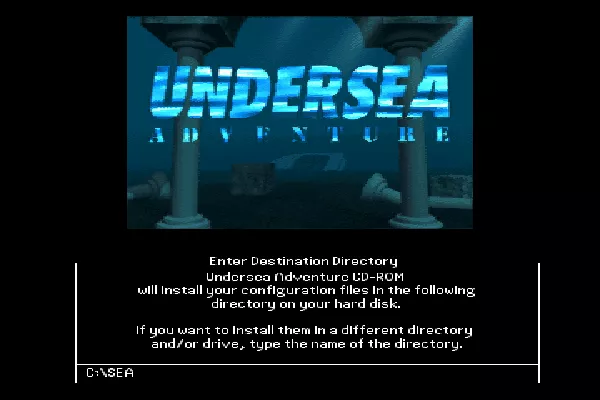 Undersea Adventure DOS Install screen