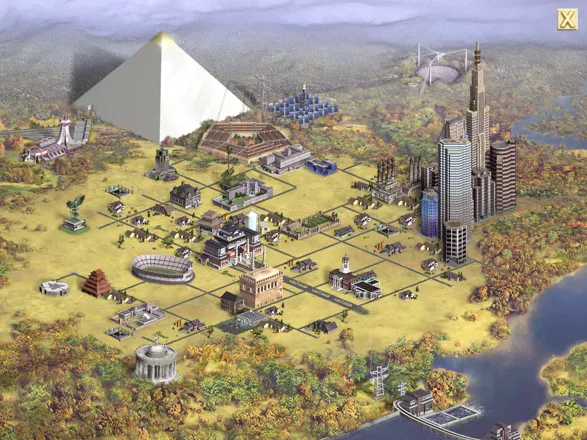 Sid Meier&#x27;s Civilization III Windows View of a metropolis with many wonders