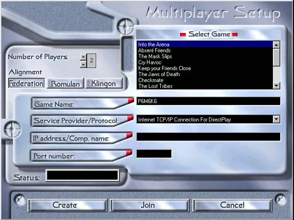 Star Trek: New Worlds Windows Multiplayer menu.
