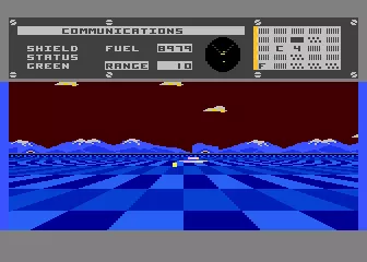 Dimension X Atari 8-bit Shooting the enemy vehicle
