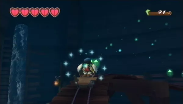 Klonoa Wii Riding the minecart rollercoaster