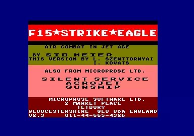 F-15 Strike Eagle Amstrad CPC Title and credits