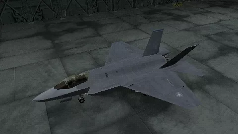 Ace Combat X: Skies of Deception PSP F-35 Lightning II in hangar