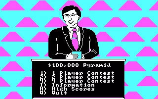 The $100,000 Pyramid DOS Player select screen