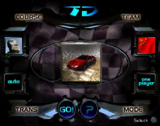 Car and Driver Presents Grand Tour Racing &#x27;98 PlayStation the main selection menu