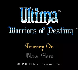Ultima: Warriors of Destiny NES Title Screen