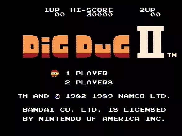 Dig Dug II: Trouble in Paradise NES Title screen