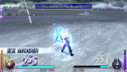 Dissidia: Final Fantasy PSP Ex Mode has been activated. One successful Ex Mode attack will provide you with the chance of causing increased damage to the opponent by breaking your limit.
