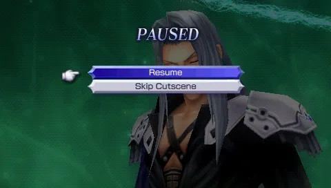 Dissidia: Final Fantasy PSP A nice feature: You can skip just about any cutscene!