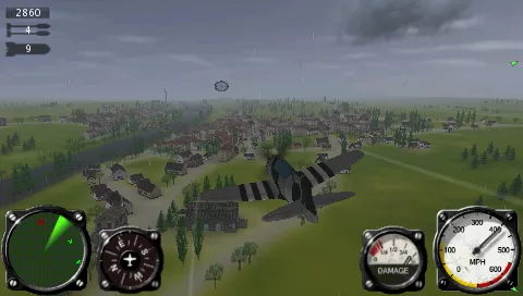 Air Conflicts: Aces of World War II PSP Rainy weather over a French city