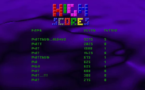 Novalight Tetris DOS A nice &#x3C;high scores&#x3E; screen