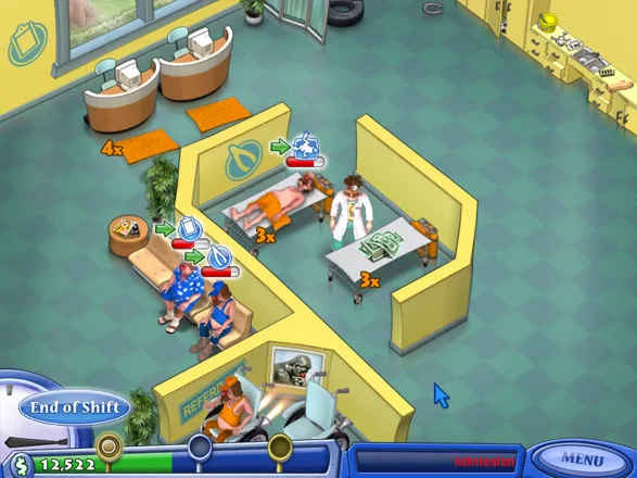 Operation Mania Windows I can place patients in the wheelchairs to have them travel to another hospital.
