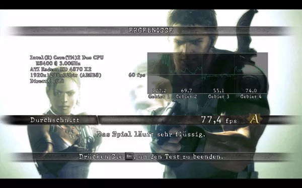 Resident Evil 5 Windows Results of the integrated Benchmark.