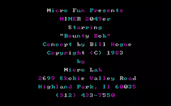 Miner 2049er PC Booter Title screen