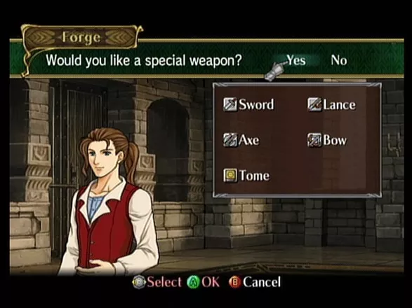 Fire Emblem: Path of Radiance GameCube In the Shop, you can buy items, and also Forge custom items.