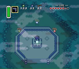 The Legend of Zelda: A Link to the Past SNES With all three Pendants, Link can draw the Master Sword
