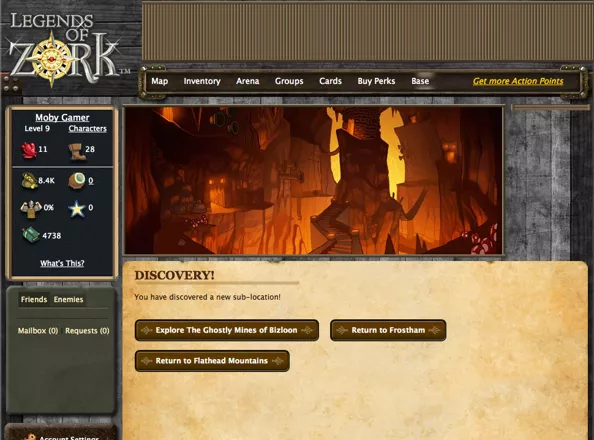 Legends of Zork Browser Unearthing a temporary new location