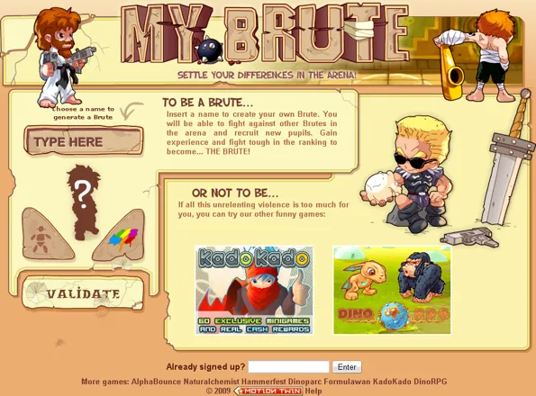 My Brute Browser Start screen