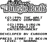 Disney&#x27;s The Jungle Book Game Boy Pretty spartan title screen, isn&#x27;t it?