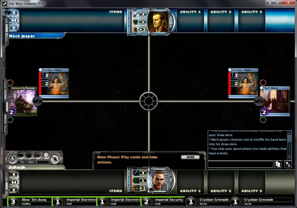 Star Wars: Galaxies - Trading Card Game Windows Beginning of a game