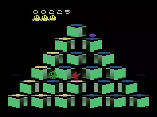 Q*bert Atari 2600 Changing tiles on the first level