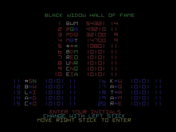 Atari: Anniversary Edition PlayStation Black Widow - High scores
