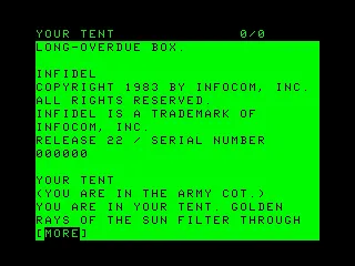 Infidel TRS-80 CoCo Title and game start