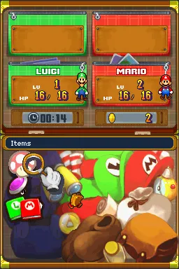 Mario &#x26; Luigi: Partners in Time Nintendo DS The inventory screen
