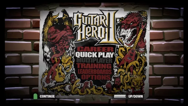 Guitar Hero II Xbox 360 Main menu