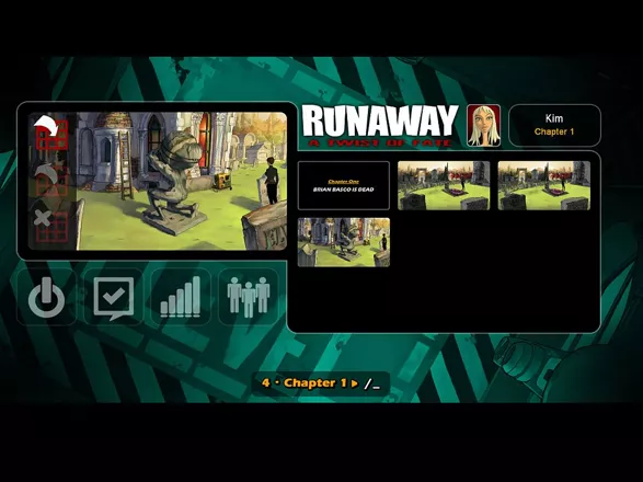 Runaway: A Twist of Fate Windows Save and Options Screen