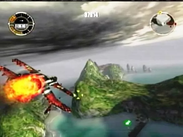Crimson Skies: High Road to Revenge Xbox Flaming land on AA Gun boat below