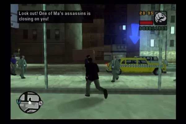 Grand Theft Auto: Liberty City Stories PlayStation 2 If you get killed, taxis with blue arrows will warp you to the last mission start point.