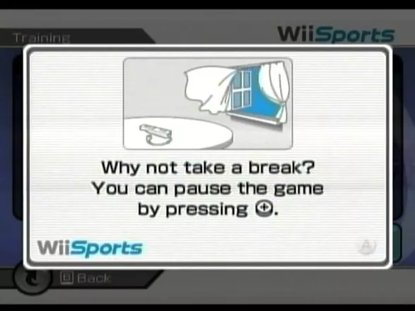 Wii Sports Wii Wii reminds you often to take a break