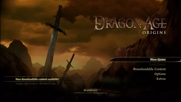 Dragon Age: Origins Xbox 360 Title screen.