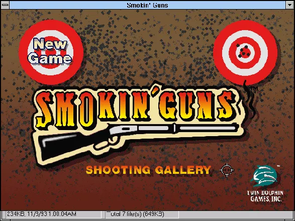 Smokin&#x27; Guns: Shooting Gallery Windows 3.x Title Screen