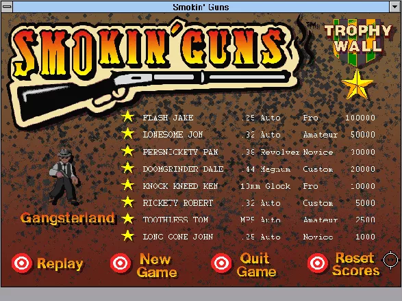 Smokin&#x27; Guns: Shooting Gallery Windows 3.x Top Scores for Gangsterland