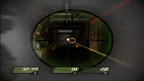 Quake 4 Xbox 360 Using the machine gun&#x27;s scope.