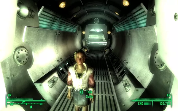 Fallout 3: Mothership Zeta Windows Sally is a little girl who&#x27;s been on the ship for a while, and knows all the secret passages.