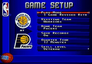 NBA Action &#x27;95 starring David Robinson Genesis Game Setup