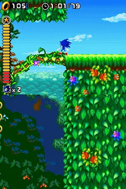Sonic Rush Nintendo DS Going down a vine